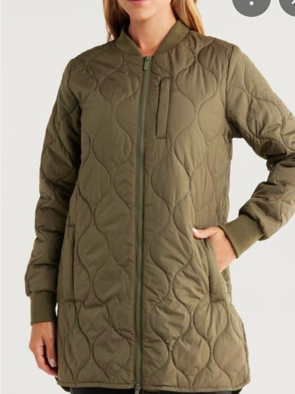 Zella Olive Quilted Long Bomber Jacket - Women - Picture 2 of 5